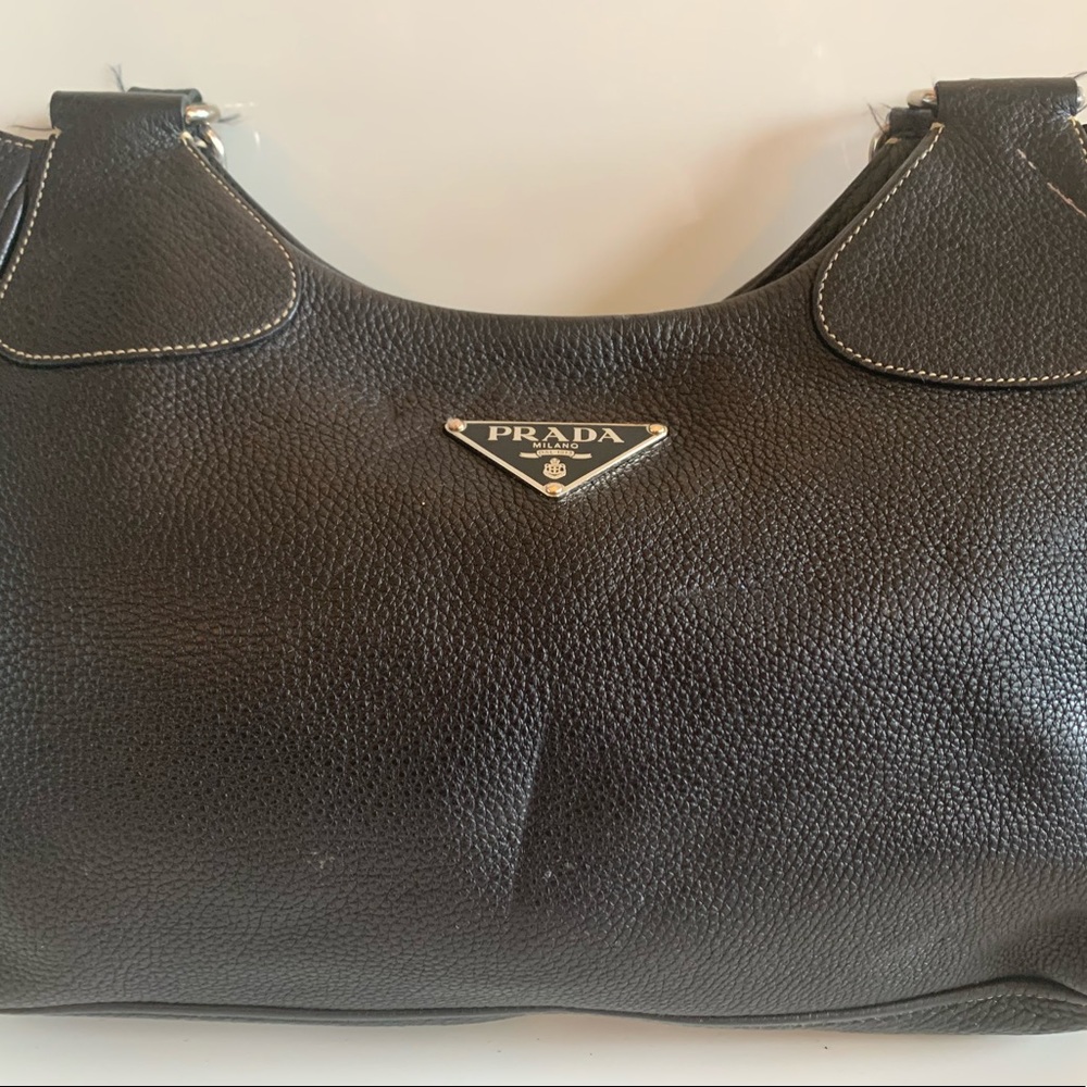 Prada black leather shoulder bag